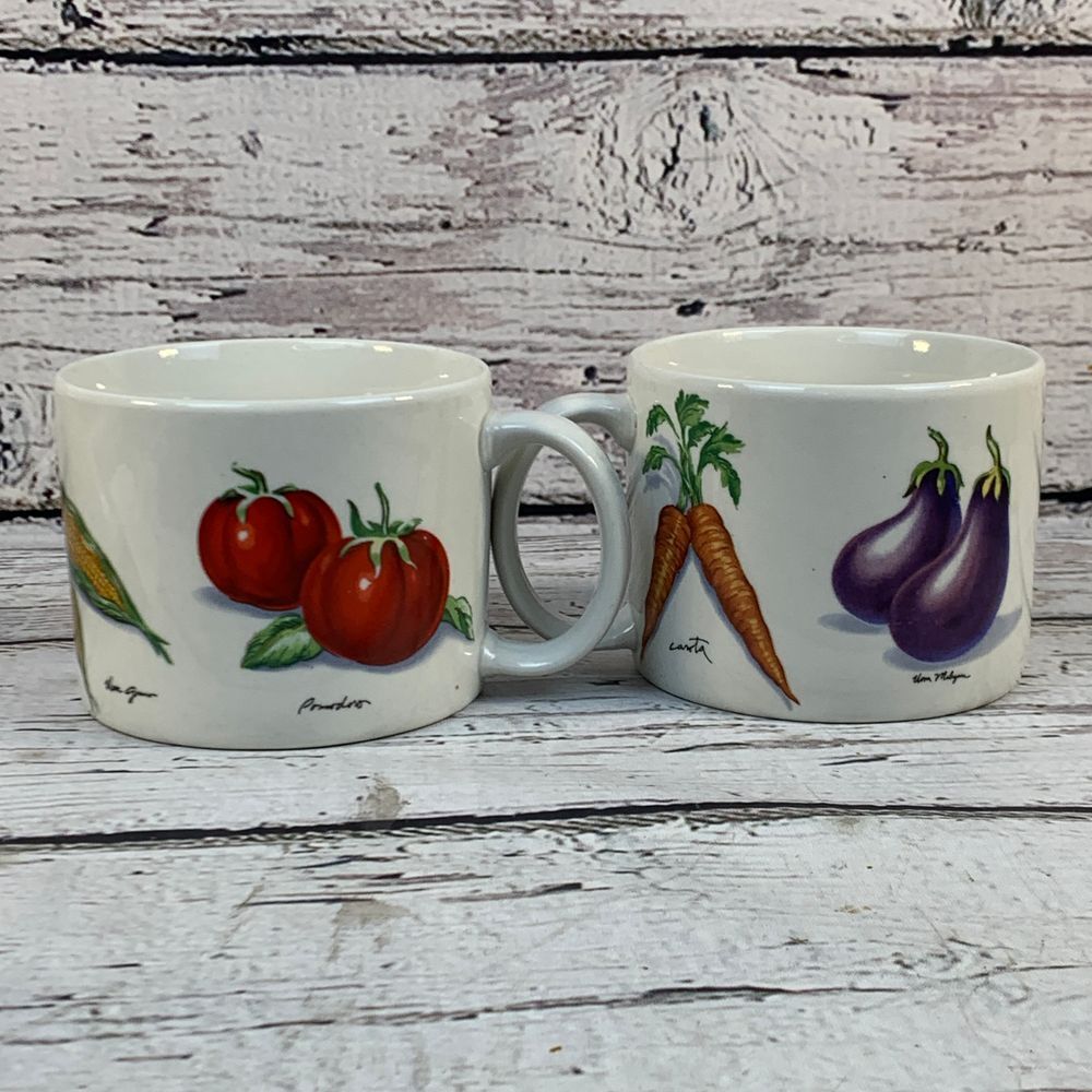 Tabletops Unlimited Vegetable Mugs Set of 2, Coffee - Soup Cups, FarmhouseCore‎